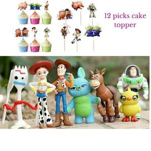7Pcs Toy Story Toys Figures + 12 Picks Cake Topper, For Cake Decorations .